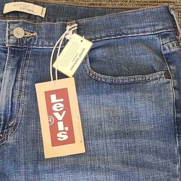 NWT Levi's 515 Boot Cut Mid Rise Blue Jeans Misses 14 Short Beaded Cotton Blend - Picture 4 of 16